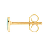 Lt.Turquoise Enamel Heart Stud Earrings - 14K Yellow Gold - by Dazyle