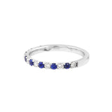 Sapphire & Diamond Stackable Band 14K White Gold Wedding Band Ring - 14K White Gold Size 4.0 - by Dazyle