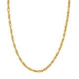 Polished Textured 2+1 Link Chain Necklace - 14K Yellow Gold - 7.5 Inch - by Dazyle