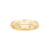 Staggered Diamond Ring Puffy Band 14K White Gold Comfort Fit Band - by Dazyle