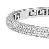 Diamond Pave Bangle 3ctw Half Pave Diamonds Brilliant & Bold 14K White Gold Curb Chain - by Dazyle