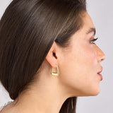 Graduated Square Puff Hoop Earrings - 14K Yellow Gold - by Dazyle