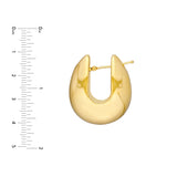 Wide Round Puff Hoop Earrings - 14K Yellow Gold - by Dazyle