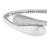 Diamond Pave Teardrop Bypass Bangle in White Gold - 14K White Gold - by Dazyle
