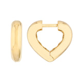 Heart Huggie Earrings | 14K Yellow Gold |16.74x14.36mm - by Dazyle