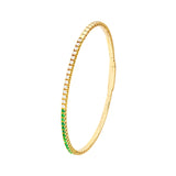 Diamond & Emerald Flexi Tennis Bangle - 14K Yellow Gold - 7.0 Inches - by Dazyle