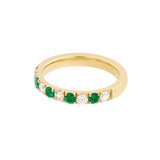Emerald & Diamond Half Eternity Band 3/8ctw 14K Yellow Gold Wedding Band - by Dazyle