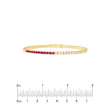 14K Yellow Gold Flexible Tennis Bangle with Diamonds and Rubies - 7-inch - by Dazyle