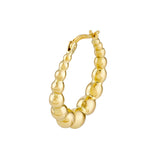 Bead Hoop Earrings - 14K Yellow Gold Hinge Back - by Dazyle