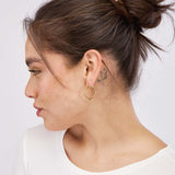 Square Twist Rope Hoop Earrings - 14K Yellow Gold - by Dazyle