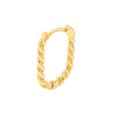 17.5mm Oval Twist Hoop Earrings - 14K Yellow Gold - by Dazyle