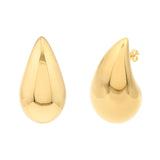 Jumbo Puff Teardrop Dome Earrings - 14K Yellow Gold Dangle Earrings - by Dazyle