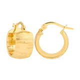 Extra Wide Textured Round Hoop Earrings - 14K Yellow Gold - by Dazyle