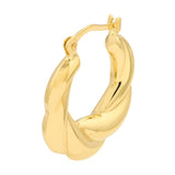 Twisted Round Hoop Earrings - 14K Yellow Gold - by Dazyle