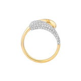 Teardrop Diamond Bypass Ring - 14K Yellow & White Gold - by Dazyle