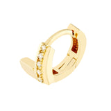 Double Bar Ascending Diamond Hoop Earrings - 14K Yellow Gold - by Dazyle