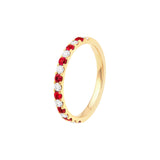 Ruby & Diamond Stackable Band - 14K Yellow Gold - Size 4 - by Dazyle