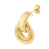 Texture Door Knocker Hoop Earrings - 14K Yellow Gold - by Dazyle