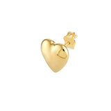 Puff Heart Earrings | 14K Yellow Gold | Post & Nut | Sweet Charm Earrings - 14K Yellow Gold