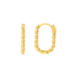 Oval Twist Hoop Earrings - 14K Yellow Gold - by Dazyle