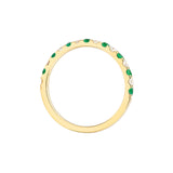 Emerald & Diamond Stackable Band - 1/4tcw Diamonds - 14K Yellow Gold - by Dazyle