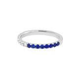 Stackable Ring Alternate Colored 14K White Gold 2mm Diamonds & Sapphires - 14K White Gold - by Dazyle