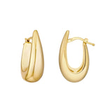 Graduated Oval Puff Mini Hoop Earrings - 14K Yellow Gold Hinge Closure - by Dazyle