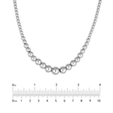 Sterling Silver Graduated Bead Necklace, 18 Inch - Sterling Silver - by Dazyle