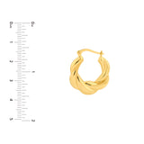 Twisted Round Hoop Earrings - 14K Yellow Gold - by Dazyle