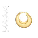 Small Graduated Puffed Hoop Earrings - 14K Yellow Gold - by Dazyle