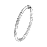 Sterling Silver Twisted Oval Bangle - Sterling Silver - by Dazyle