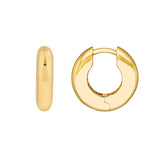 Polished Round Hoop Earrings - 14K Yellow Gold - by Dazyle