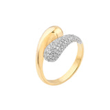 Teardrop Diamond Bypass Ring - 14K Yellow & White Gold - by Dazyle