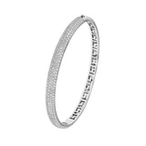 Diamond Pave Bangle 3ctw Half Pave Diamonds Brilliant & Bold 14K White Gold Curb Chain - by Dazyle