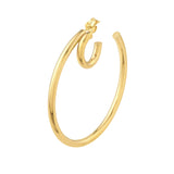 50mm Double Open Hoop Earrings Yellow Gold Post & Nut - 14K Yellow Gold - by Dazyle