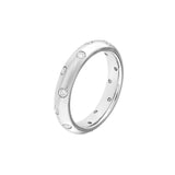 Staggered Diamond Ring Puffy Band 14K White Gold Comfort Fit Band - by Dazyle