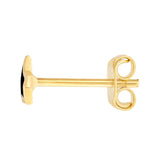 Black Enamel Star Stud Earrings - 14K Yellow Gold - by Dazyle