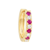 Ruby & Diamond Accent 15mm Huggie Earrings - 14K Yellow Gold - by Dazyle