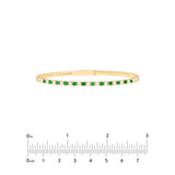 Emerald & Diamond Flexi Tennis Bangle - 14K Yellow Gold - 7.0 inch - by Dazyle