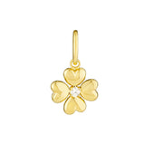 Puff Flower Charm - 14K Yellow Gold - with Diamond - by Dazyle