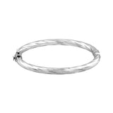Sterling Silver Twisted Oval Bangle - Sterling Silver - by Dazyle