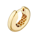 Polished Round Hoop Earrings - 14K Yellow Gold - by Dazyle