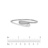 Diamond Pave Teardrop Bypass Bangle in White Gold - 14K White Gold - by Dazyle