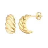 Twist Dome Hoop Earrings - 14K Yellow Gold - by Dazyle