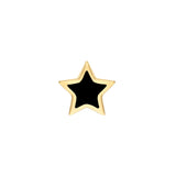 Black Enamel Star Stud Earrings - 14K Yellow Gold - by Dazyle