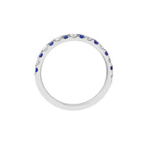 Sapphire & Diamond Stackable Band 14K White Gold Wedding Band Ring - 14K White Gold Size 4.0 - by Dazyle