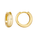 Fluted Polished Round Hoop Earrings - 14K Yellow Gold - by Dazyle