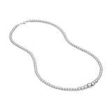 Sterling Silver Graduated Bead Necklace, 18 Inch - Sterling Silver - by Dazyle