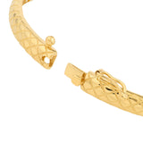 Square Etched Bangle 10K Yellow Gold Box Lock - 10K Yellow Gold - by Dazyle