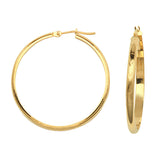 14K Yellow Gold Half Tube Diamond Cut Florentine Style 3 mm Hoop Earrings